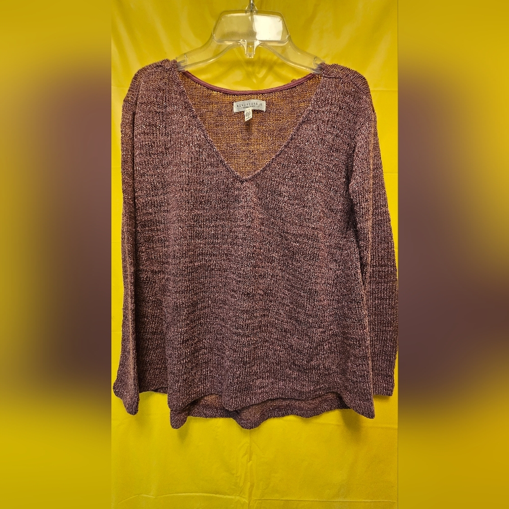AEROPOSTALE women's mauve & black tweed sweater blouse XS